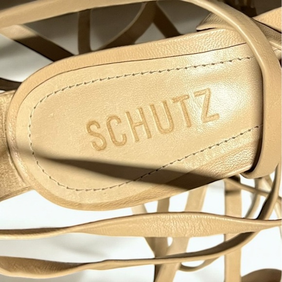 🌻NEW W/Tag Schutz Bryce Nude Nappa Leather Lace-Up Strappy Heel Sandal Size 7.5 - Picture 12 of 14